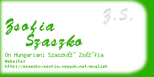 zsofia szaszko business card